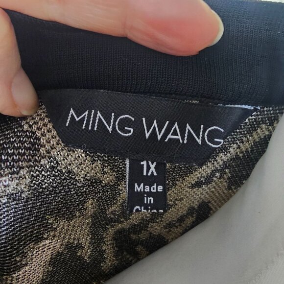 Ming Wang Animal Print‎ Cardigan Jacket Sz 1X Relaxed Fit Long Sleeve Side Slit - Picture 7 of 13